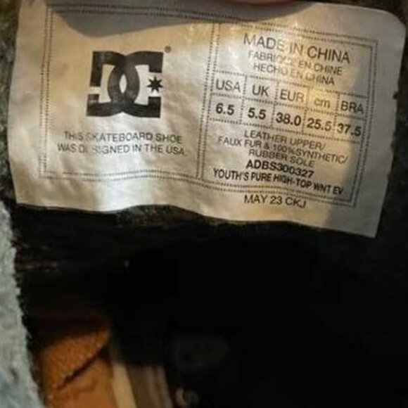 Winterized DC shoes lined size boys 6.5 - Picture 3 of 3
